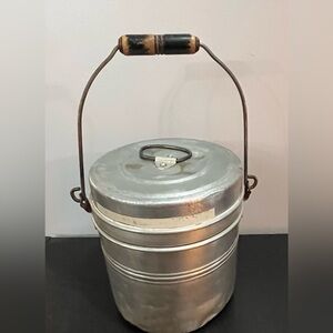 Vintage Aluminum 3 Piece Coal Miners Stackable Lunch Bucket with Handle